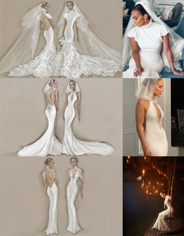 Los tres vestidos de novia de Jennifer Lopez para su segunda boda con Ben  Affleck: escote de vértigo, cuello alto y silueta sirena (todos de Ralph  Lauren)
