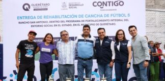 El Secretario de Desarrollo Social del Estado Rehabilita cancha de fútbol 5 en Rancho San Antonio