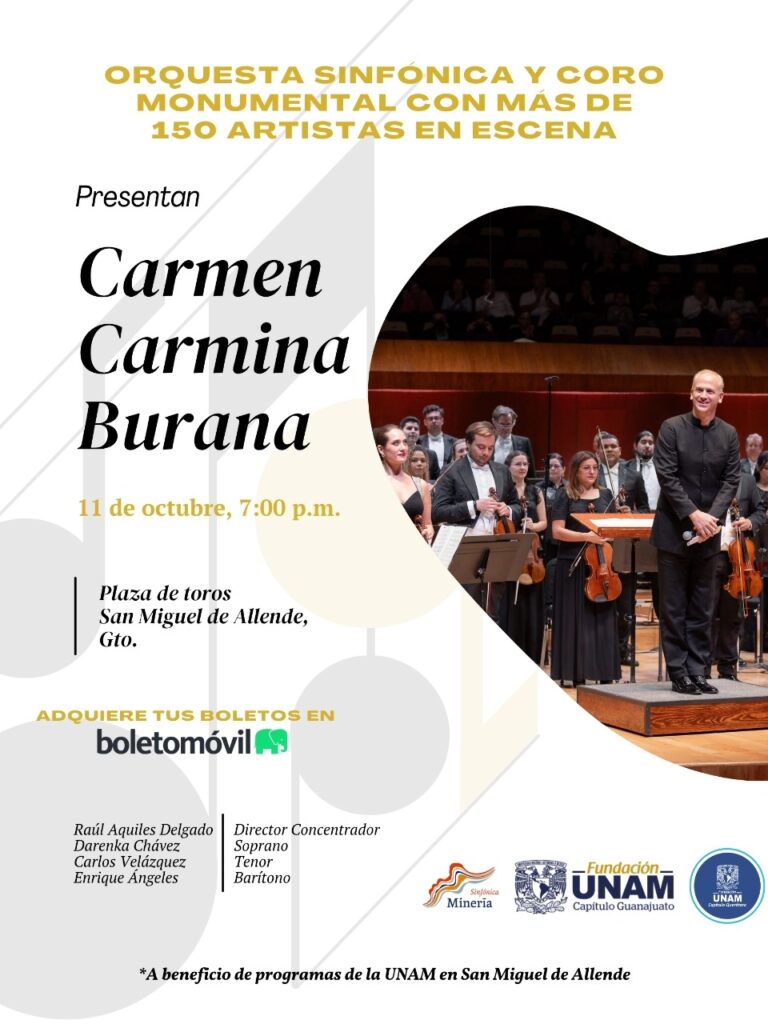 La Secretaría de Cultura invita al concierto magno Carmen y Carmina Burana a beneficio de becarios de la UNAM en Querétaro y Guanajuato