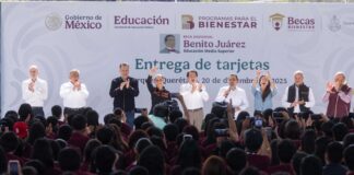 Encabezan Claudia Sheinbaum y Mauricio Kuri entrega de Becas Benito Juárez