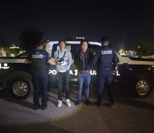 Detenidos dos masculinos por robo a comercio en la colonia Viñedos