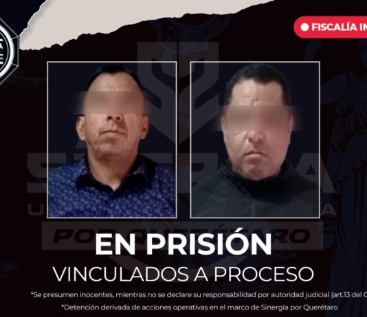 Dos hombres en prisión por robo de vehículo con violencia en San Juan del Río