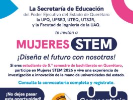 La Secretaría de Educación del Estado de Querétaro abre convocatoria para Mujeres STEM+ 2026